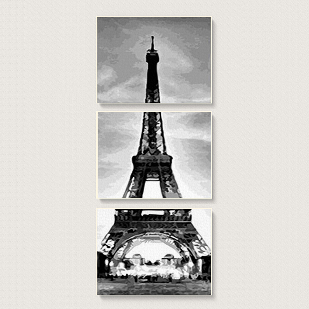 [행사]아이러브페인팅 DIY캔버스형 3단세트 그림그리기 40x50cm 모던에펠탑