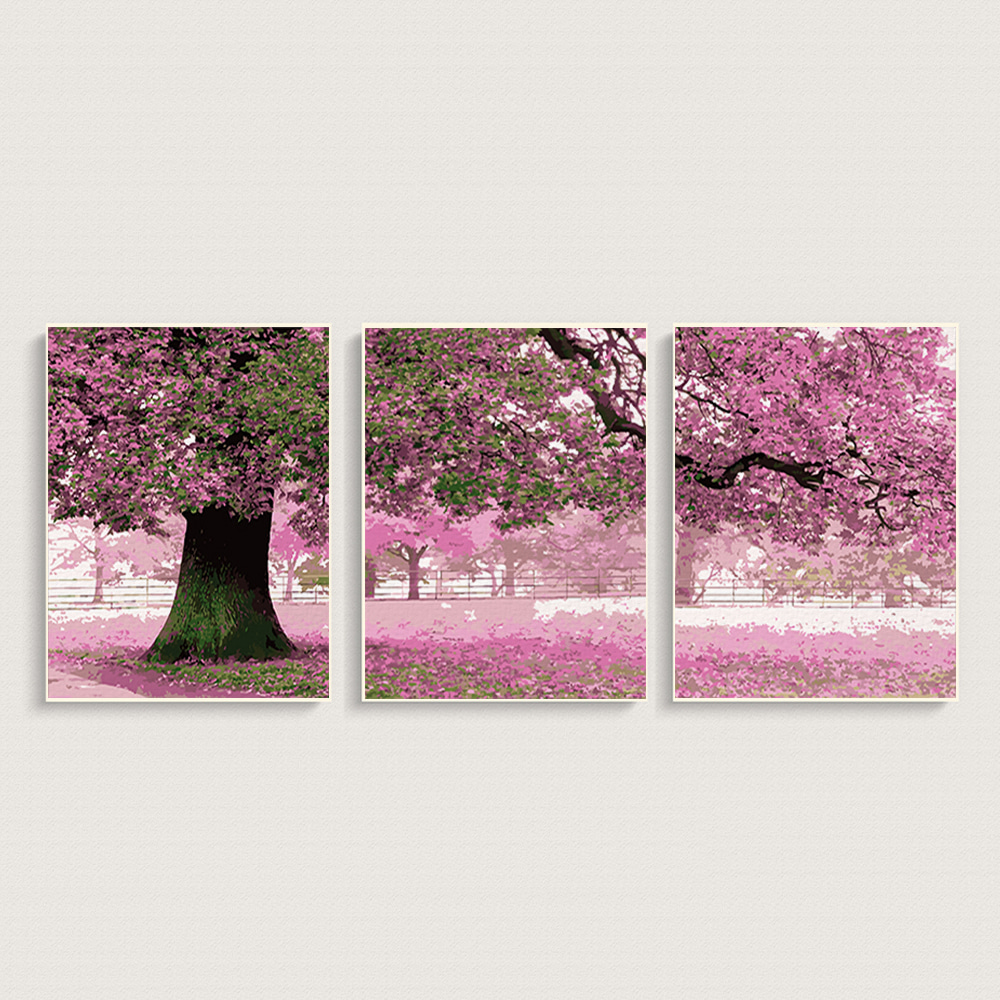[행사]아이러브페인팅 DIY캔버스형 3단세트 그림그리기 40x50cm 벚꽃나무