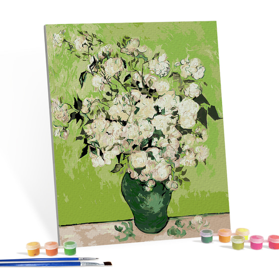 아이러브페인팅 DIY캔버스형 그림그리기 40x50cm 고흐-하얀장미가든꽃병